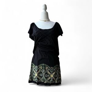 Elegant Black and Gold Embroidered Dress